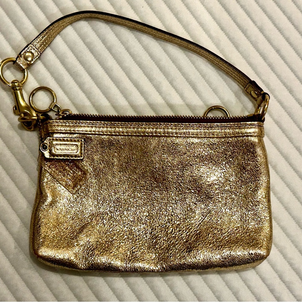 Coach Metallic Gold Wristlet - Picture 8 of 9